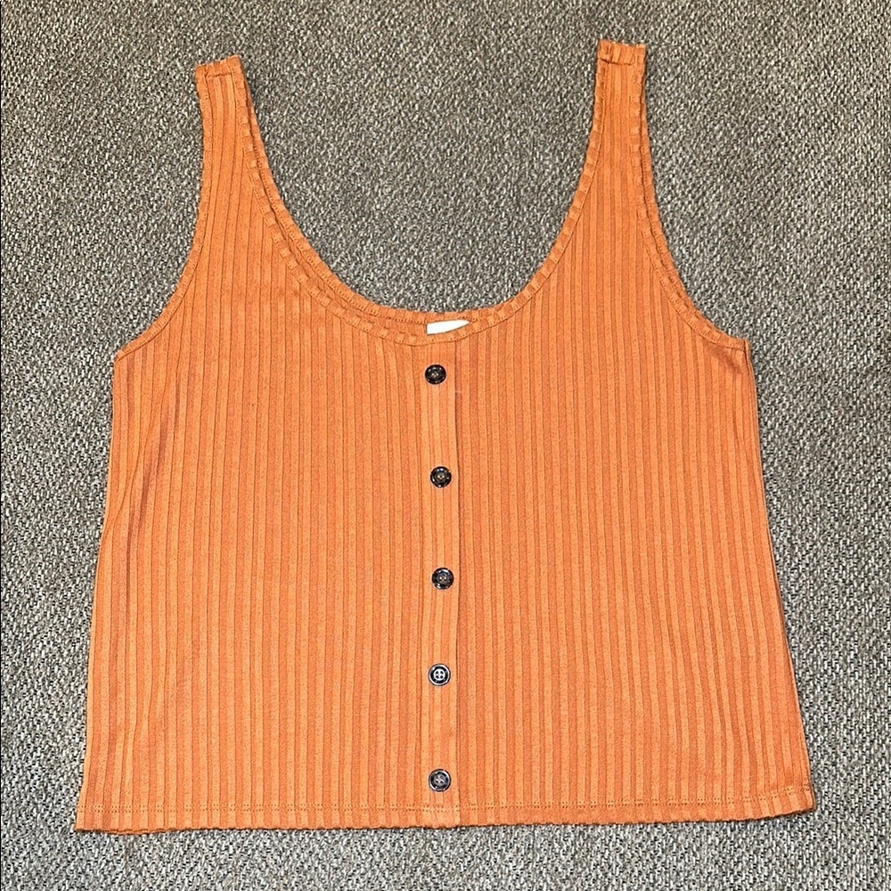 H&M Orange Ribbed Tank Top with Buttons